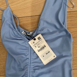 New Zara tight baby blue long dress new never worn with tags see photos